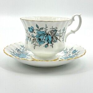 Royal Albert Blue Rose Cup Saucer Bone China England